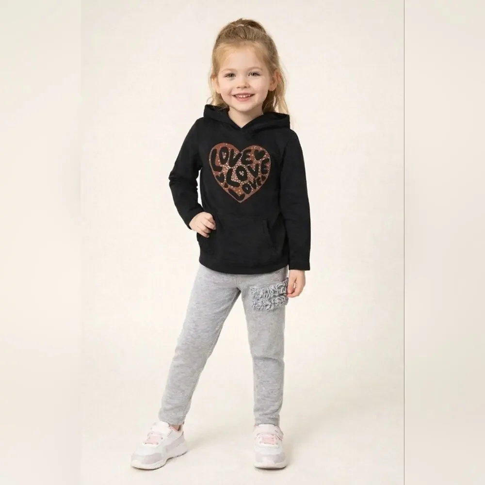 Carter's Gray 2pc St Black Hoodie & Leggings with Ruffle Detail Sz.18m#1869